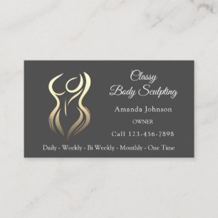 Body Shaping Sculpting Massage Gold Logo QR Gray Visitenkarte