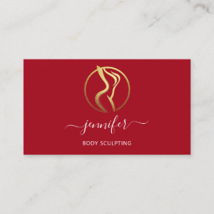 Body Shaping Sculpting Massage Gold Logo QR Red Visitenkarte
