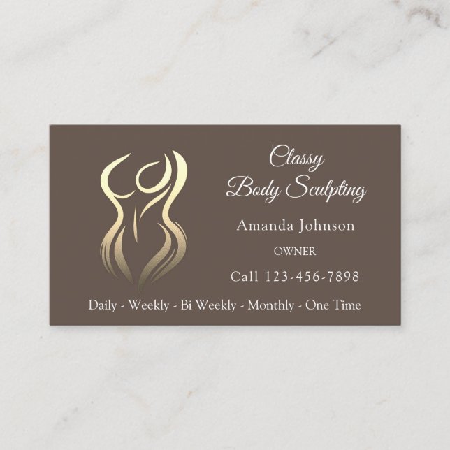 Body Shaping Sculpting Massage Gold Logo QRCODE Visitenkarte (Vorderseite)