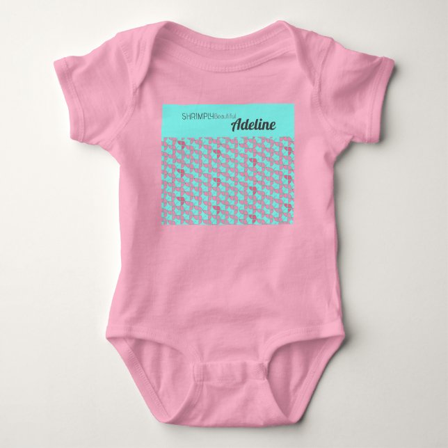 Body SHRIMPLEMENT Beau Motif Turquoise rose personnalis (Devant)