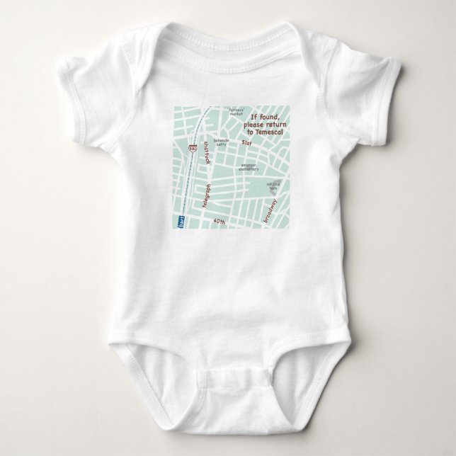 Body Si trouvé, revenez svp à Temescal. Carte de bébé (Devant)
