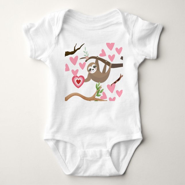 Body Sloth and Hearts Baby Bodysuit (Devant)