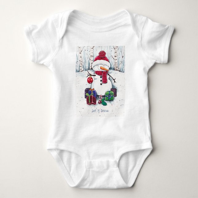Body Snowman Avec Cadeaux En Aquarelle (Devant)