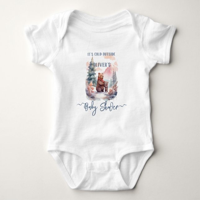 Body Son Baby shower Froid Hors Forêt D'Hiver Ours (Devant)