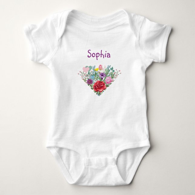 Body Sophia Personnaliser Nom Fleurs Jumeaux 2 Coeurs (Devant)