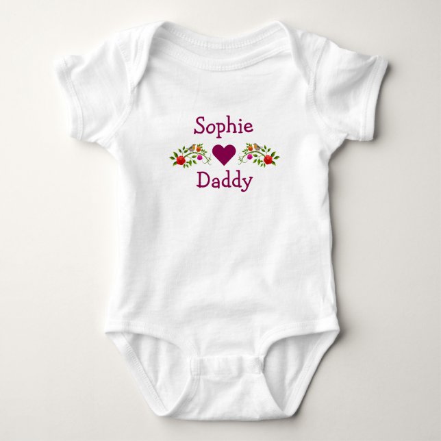 Body Sophie Hearts Aime Papa Twins Fleurs Oiseaux (Devant)