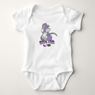 Body Souris de hockey sur glace avec bâton de hockey su
