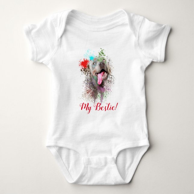 Body Splash Art mignon Weimaraner Chien Baby Bodysuit (Devant)