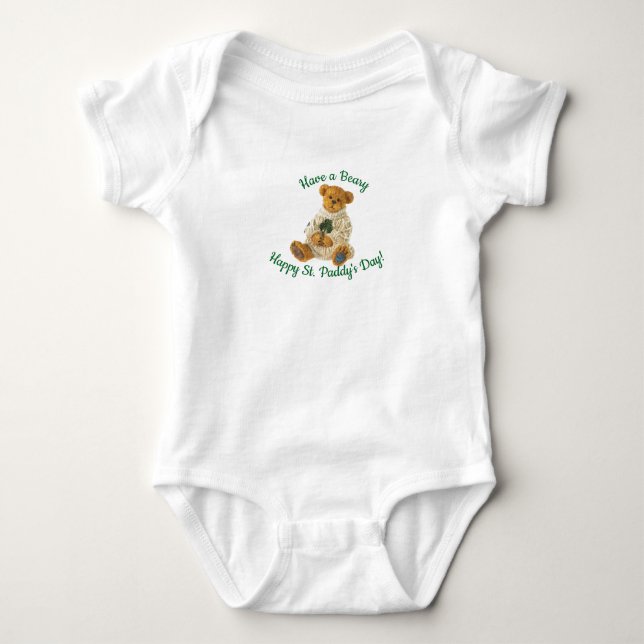 Body St. Patrick's Day Irlandais Teddy Bear Bodysuit bé (Devant)