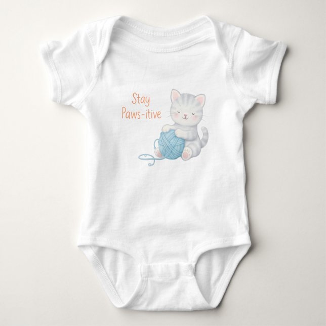 Body Stay Paws-itive Baby Bodysuit – Cute Kitten Nurser (Devant)