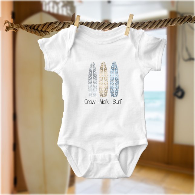 Body Surf Nautique de marche de la planche de surf (Nautical Surfboard Crawl Walk Surf Baby Bodysuit)