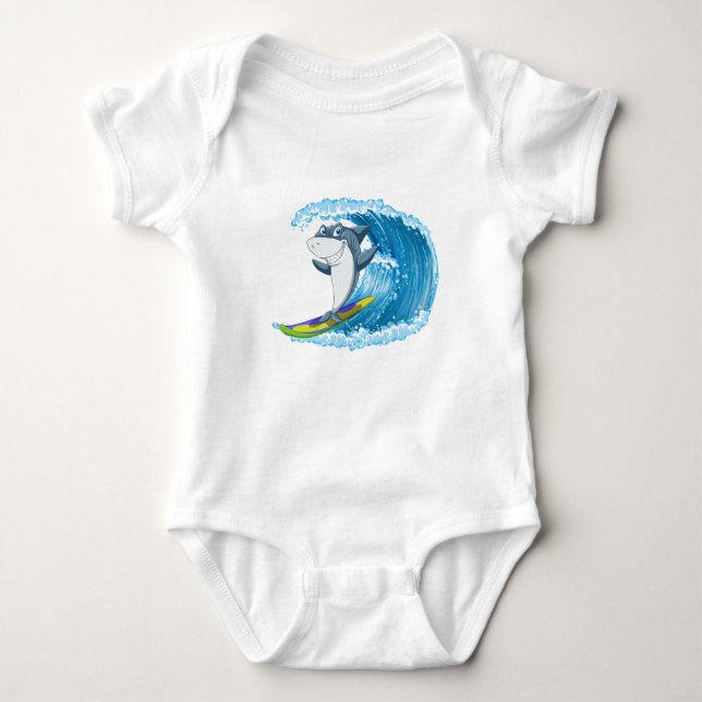 Body Surfing Shark Baby Bodysuit (Devant)