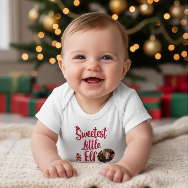 Body Sweetest Little Elf | Personalized Baby Photo  (Créateur téléchargé)