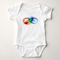 Symbole d'infini avec plume arc-en-ciel