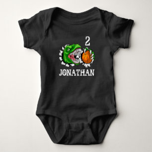 Body T-Rex Basketball personnalisé 2e Anniversaire Dino