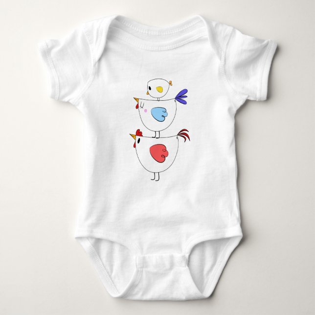 Body T-shirt adorable de famille de poussin de coq de (Devant)