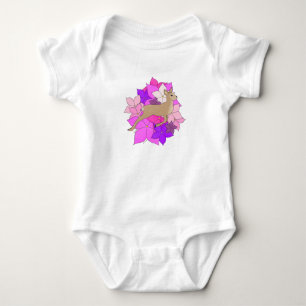Body T-shirt avec un adorable faon et des fleurs