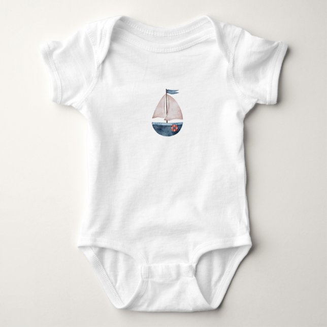 Body T-shirt bateau bleu aquarelle (Devant)