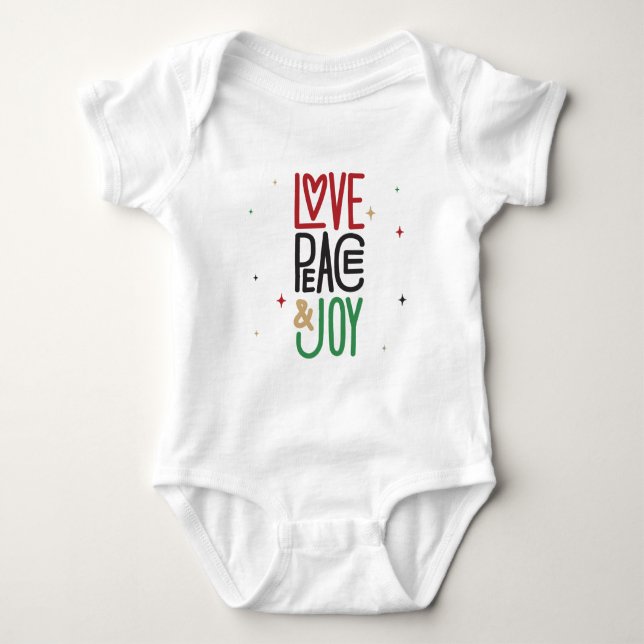 Body T-shirt bébé amour, paix et joie (Devant)