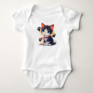 Body T-shirt bébé avec un petit chaton mignon