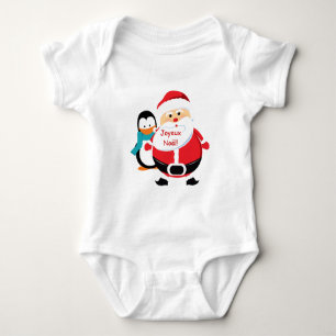 Body T-shirt bébé Père Noël et Manchot Père Noël