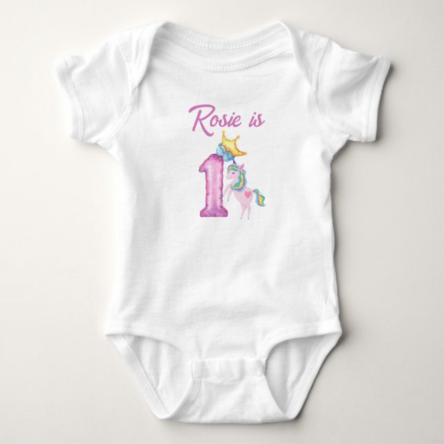 Body T-shirt bébé personnalisé pour le premier annivers (Devant)
