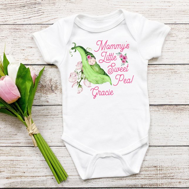 Body T-shirt bébé petit pois doux de maman ou Creeper (Mommy's Little Sweet Pea Watercolor Peapod Baby One Piece)