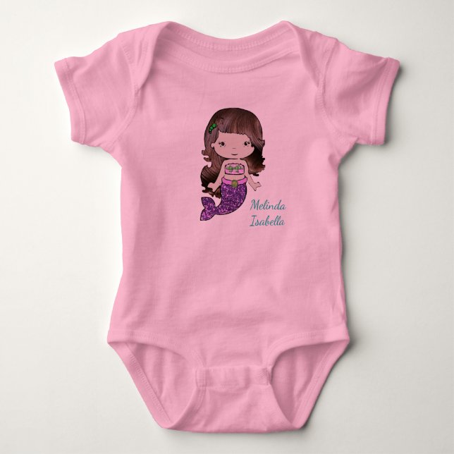 Body T-shirt bébé sirène personnalisé (Devant)