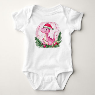 Body T-shirt bodysuit bébé dinosaure rose