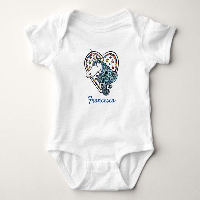 Body T-shirt Coeur Unicorne (Devant)