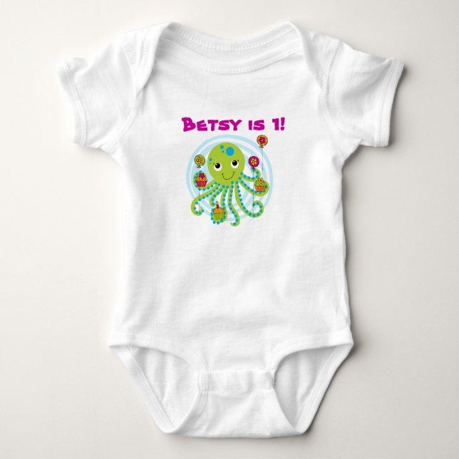 Body T-shirt d'anniversaire personnalisable Octopus (Devant)