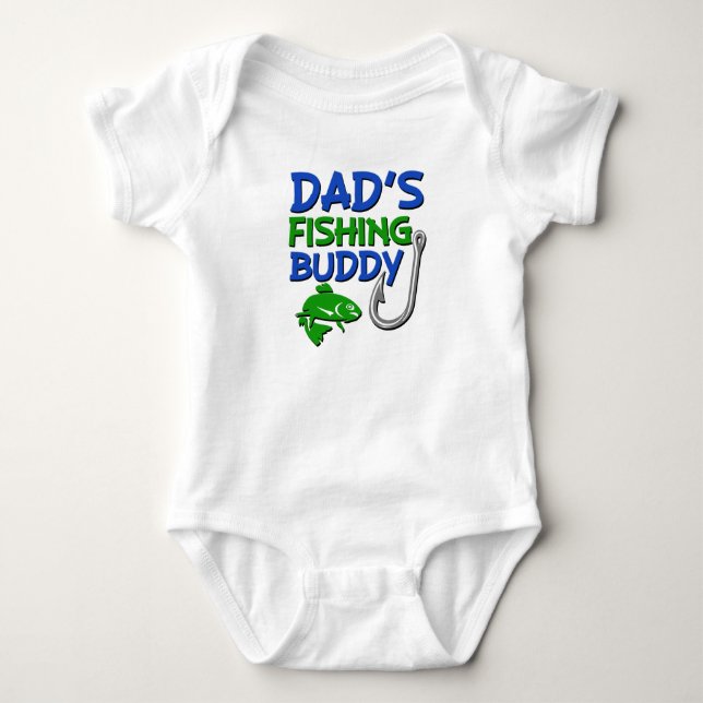 Body T-shirt de bébé drôle pour papa's Fishing Buddy (Devant)
