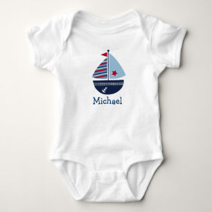 Body T-shirt de bébé personnalisé par voilier mignon