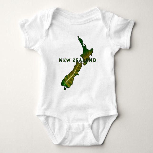 Body T-shirt de carte de fougère de la Nouvelle Zélande (Devant)