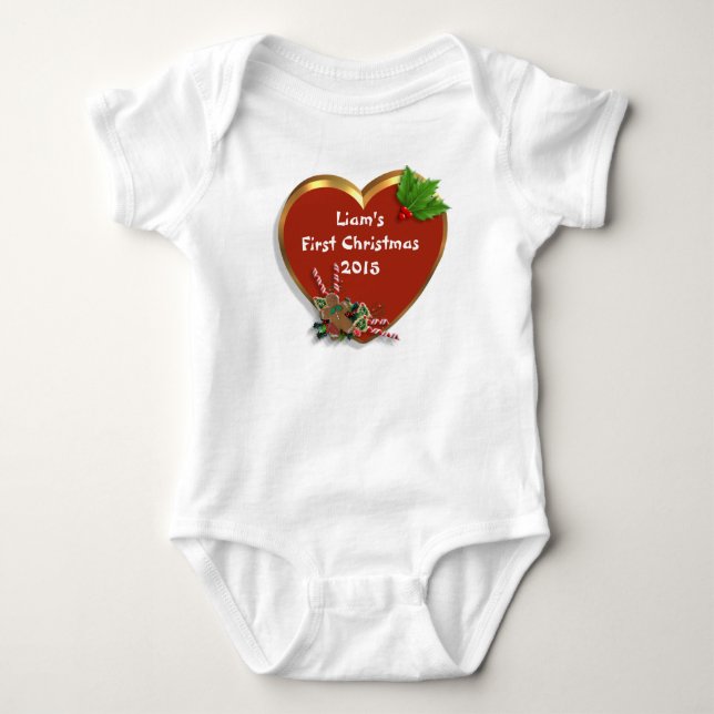 Body T-shirt de Noël Babys First personnalisé (Devant)