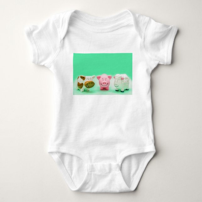 Body T-shirt drôle de moutons de porc de vache à (Devant)