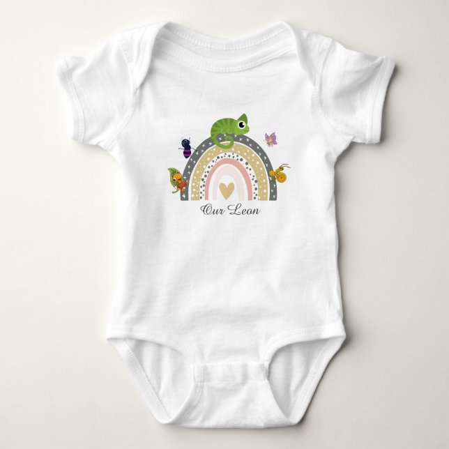 Body T-shirt enfant jungle, arc-en-ciel et caméléon (Devant)
