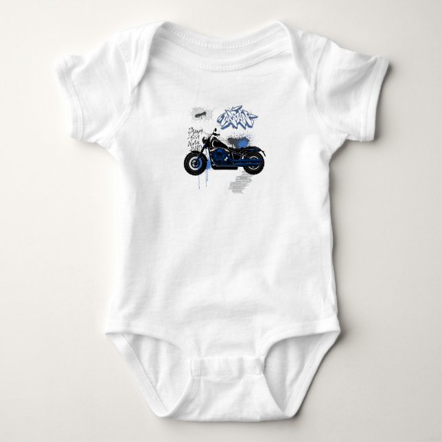 Body T-shirt gris et bleu moto (Devant)