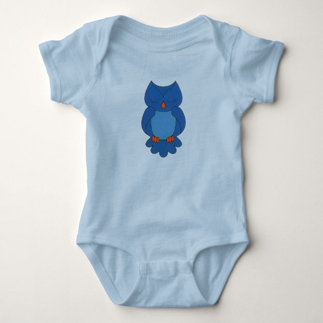 Body T-shirt hibou bleu (Devant)
