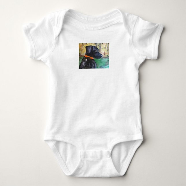Body T-shirt noir doux de bébé de laboratoire par (Devant)