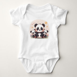 Body T-shirt Pandas mignons en famille