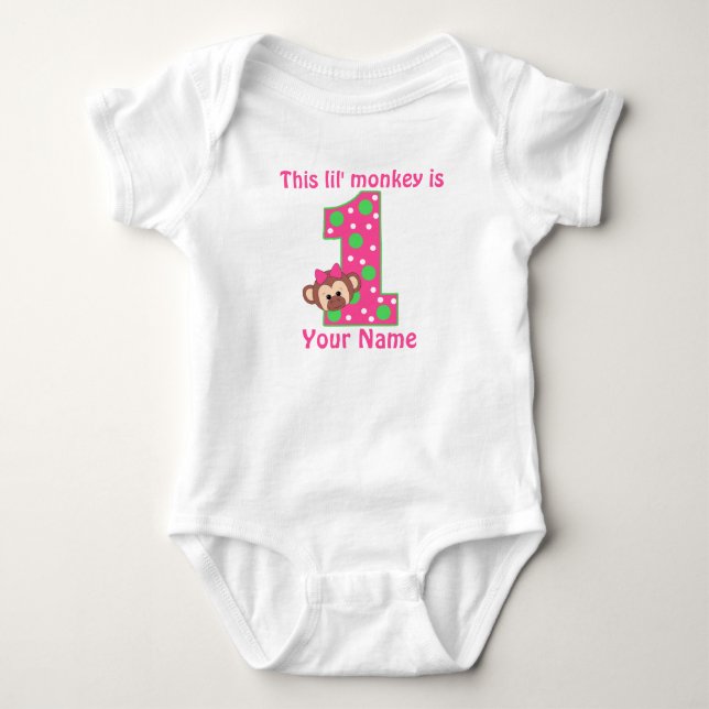 Body T-shirt personnalisé pour singe de premier anniver (Devant)