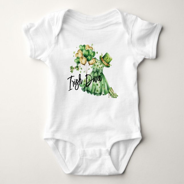 Body T-shirt pour bébé Diva irlandaise Saint-Patrick (Devant)