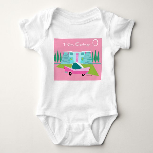 Body T-shirt Retro Pink Palm Springs (Devant)
