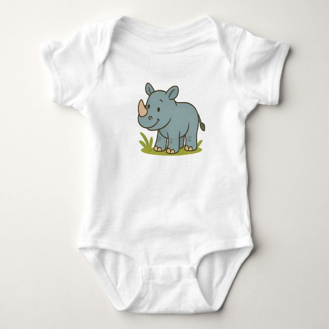 Body T-shirt Rhino Cartoon mignonne pour enfants (Devant)