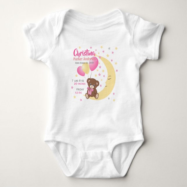 Body Teddy Bear assis sur la Lune Baby Birth Statistiqu (Devant)