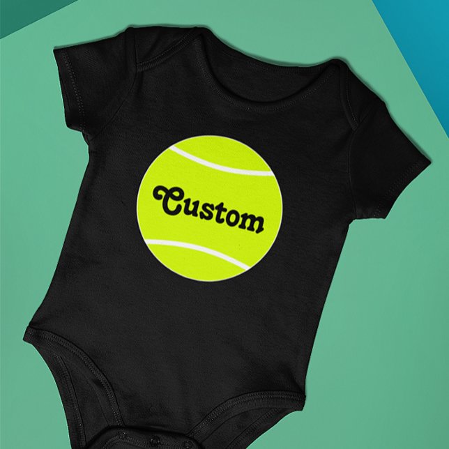 Body Tennis Ball Custom Texte Tennis Costume bébé (Tennis baby onesie bodysuit with custom team name or text)