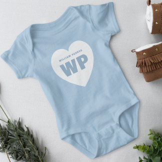 Body Tenue bleu personnalisé nouveau-né cœur bleu garço