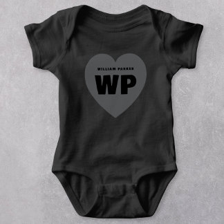 Body Tenue de nouveau-né noir personnalisé Monogramme C