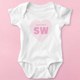Body Tenue personnalisée nouveau-né blanc monogramme cœ